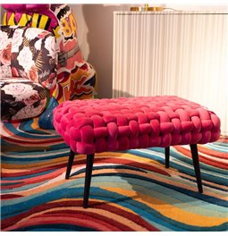 Bench Weave Pink, velvet, H41x66x45cm