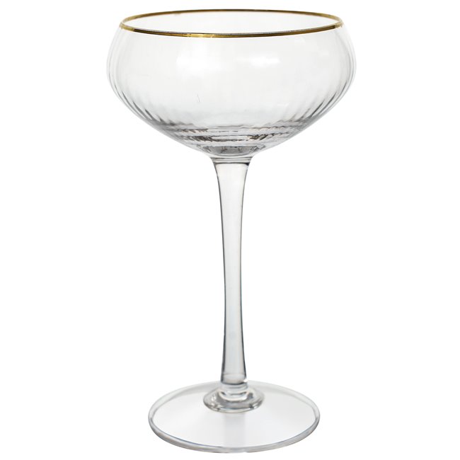 Champagne glass Sofia with gold rim, 200ml, H17cm, D10cm