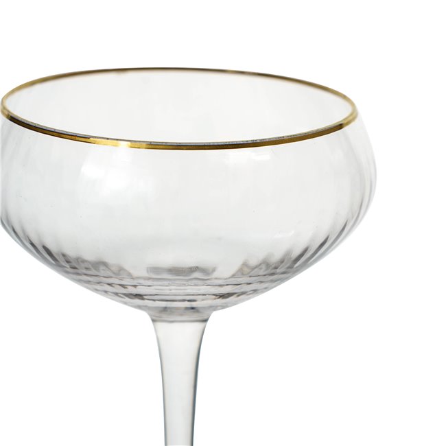 Champagne glass Sofia with gold rim, 200ml, H17cm, D10cm