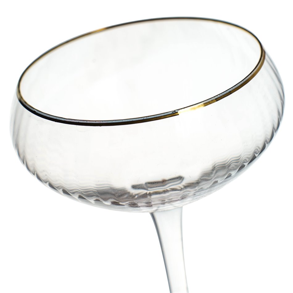 Champagne glass Sofia with gold rim, 200ml, H17cm, D10cm