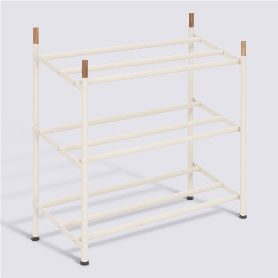 Shoe rack BEIGE CASSIE, steel/acacia wood, H53.5x54.8x22.5cm