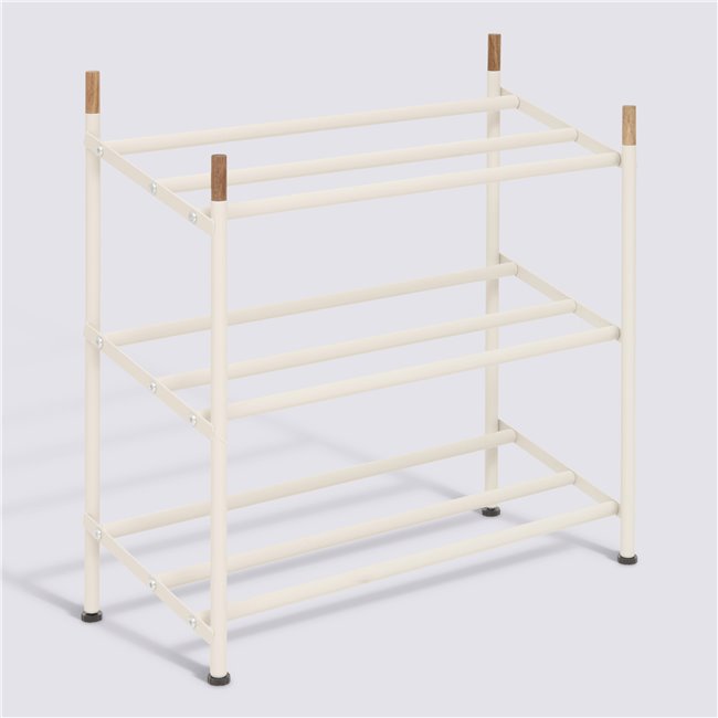 Shoe rack BEIGE CASSIE, steel/acacia wood, H53.5x54.8x22.5cm