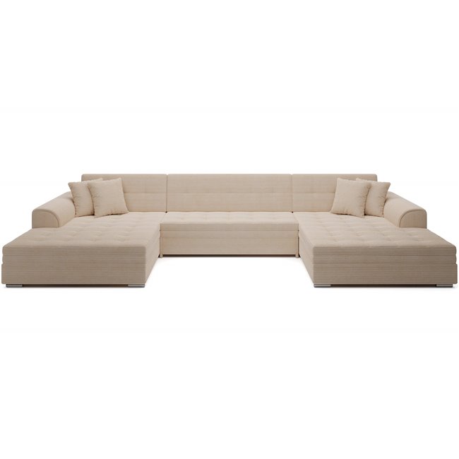 U-shaped sofa Evento Symmetrical, sleeping function, Jarell 18, corduroy, beige, H78x359x165cm