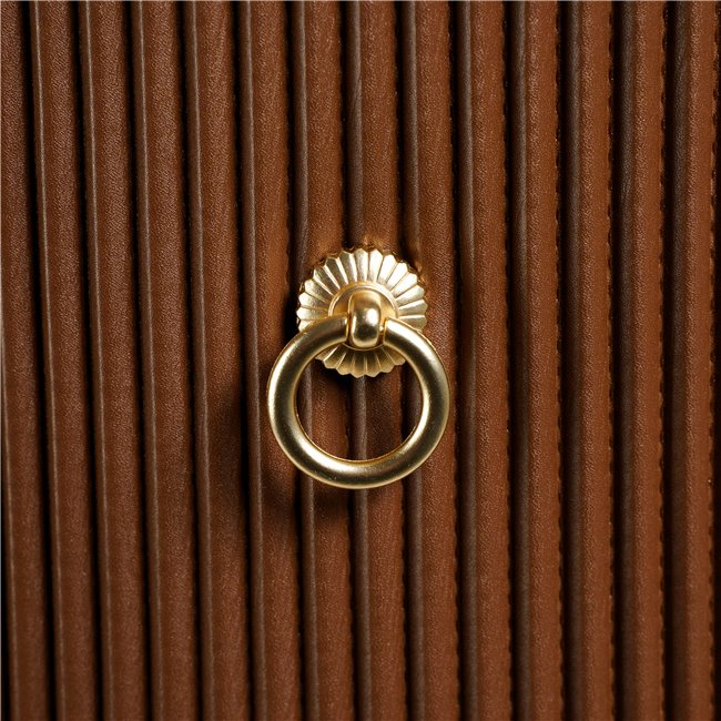 Coffee table Jallo Brown, sintered stone/iron/eco leather, D40cm H60cm