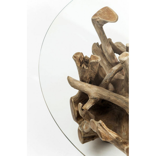 Kafijas galds Roots ar stikla virsmu D100 H33cm