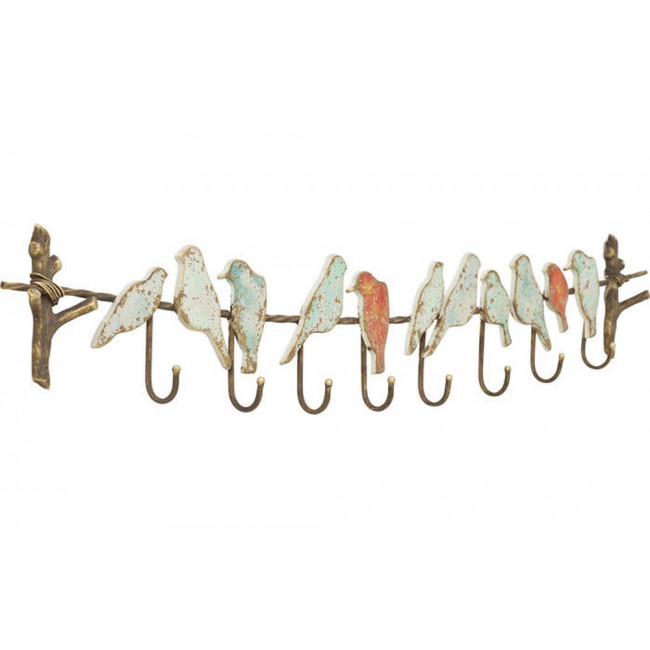 Coat rack with 8 hooks Bird Party, metal, 19x102x6cm 