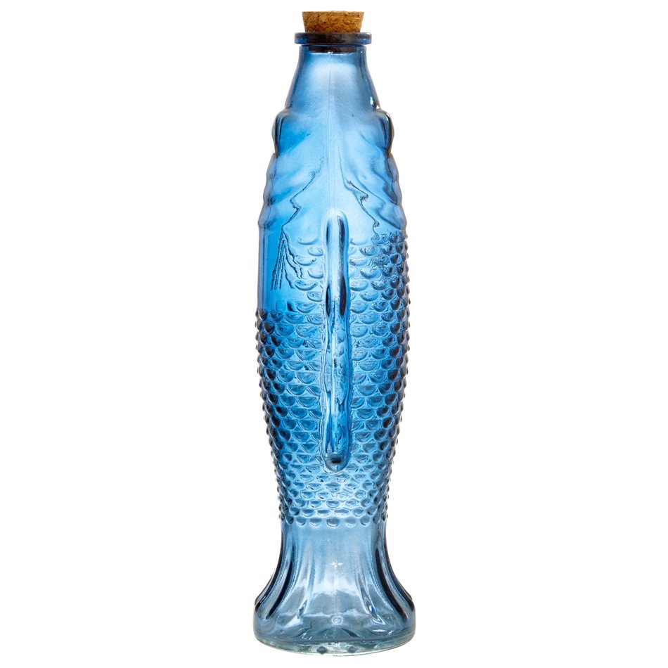 Decanter with cork FISH OCEANIA, blue, 540ml, H27x9x7cm