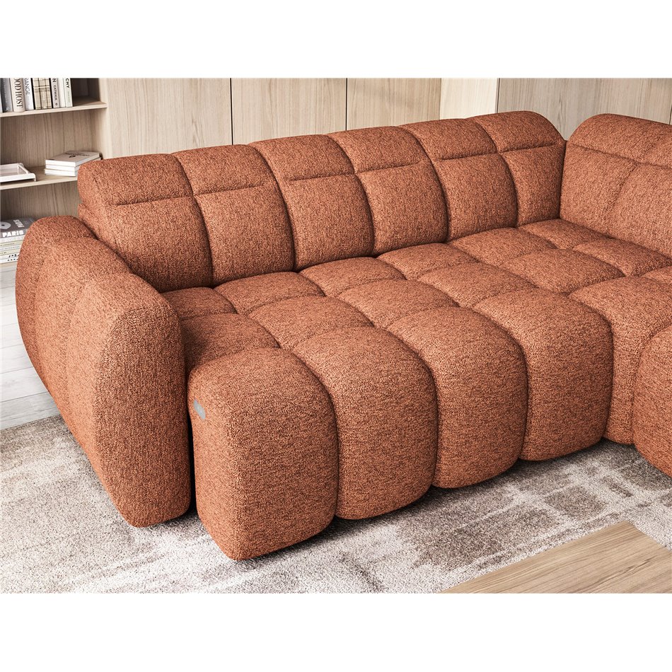 Угловой диван Elfalconn R, электрически выдвижной, Coralline 30, оранжевый, H107x258x208cm