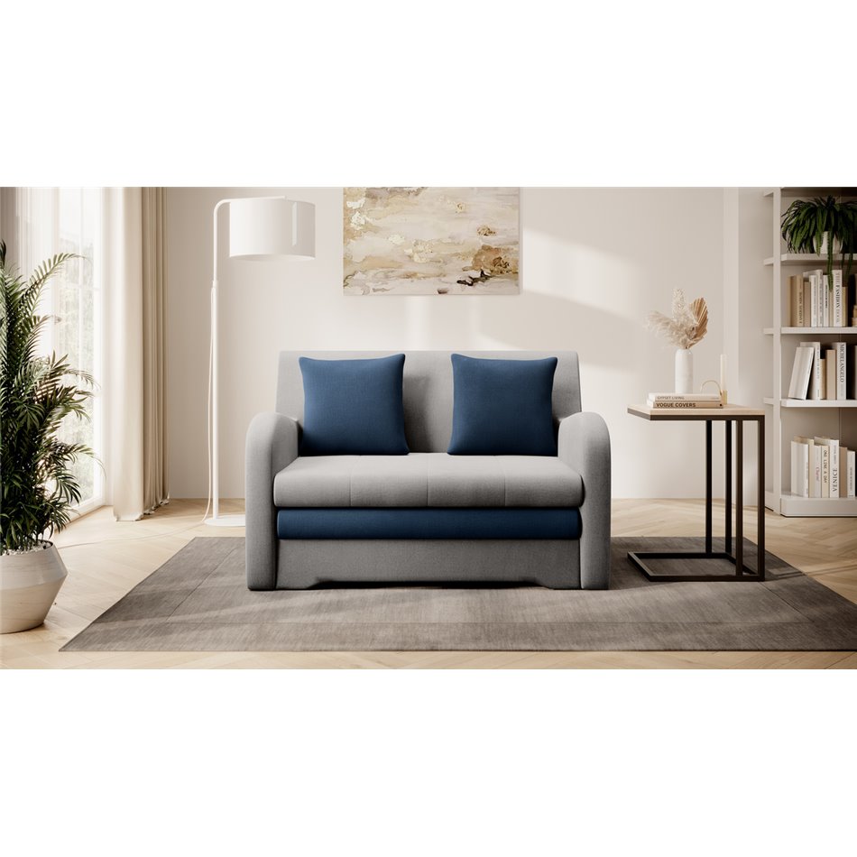 Sofa bed Elario, sleeping function, Nube 03, Nube 40, velvet, grey, H85x130x103cm