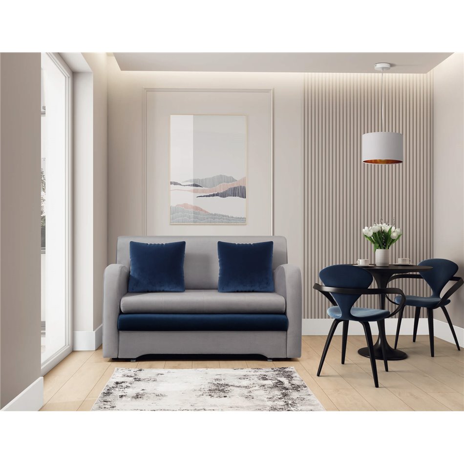 Sofa bed Elario, sleeping function, Nube 03, Nube 40, velvet, grey, H85x130x103cm