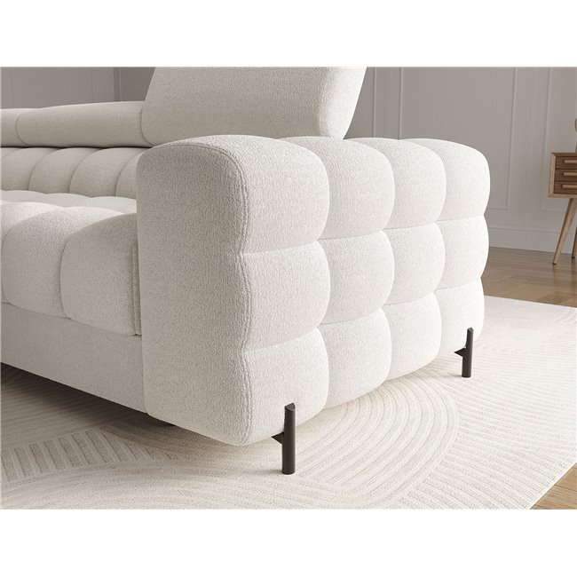 Угловой диван Elferlo L, раздвижной, Royal 01, букле, белый, H93x285x181cm