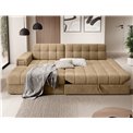 Угловой диван Elezalt L, раздвижной, Monolith 09, бархат, бежевый, H82x240x150cm