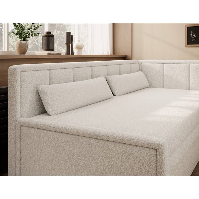 Sofa bed Elfulgeo R, sleeping function, Royal 01, boucle, white, H77x214x82cm