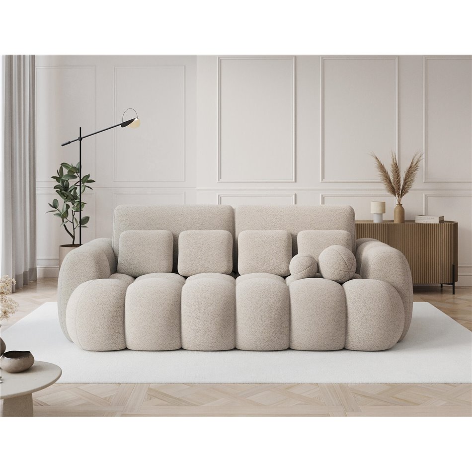 Sofa bed Elcotonn, sleeping function, Royal 18, boucle, beige, H105x256x119cm