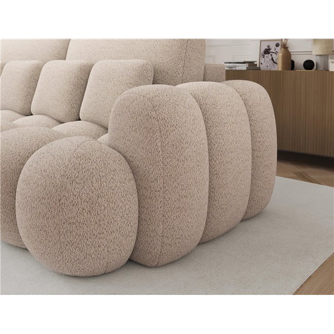 Sofa bed Elcotonn, sleeping function, Royal 18, boucle, beige, H105x256x119cm
