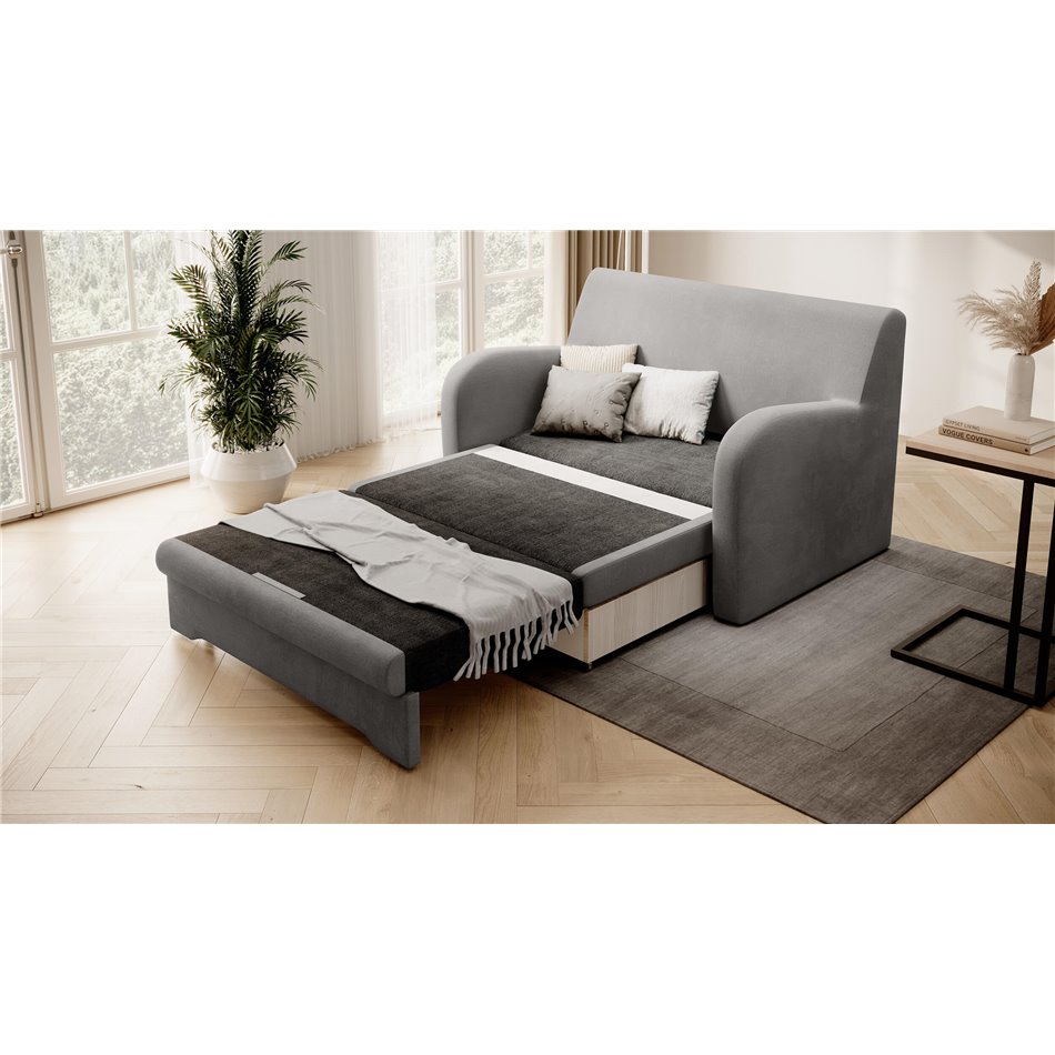 Sofa bed Elario, sleeping function, Nube 04, velvet, grey, H85x130x103cm