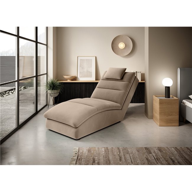 Chaise lounge chair Eltaco, Nube 20, velvet, light brown, H95x85x170cm