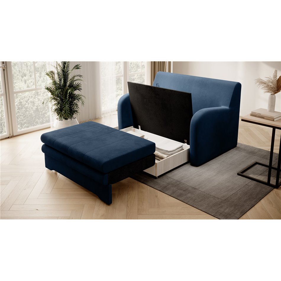Sofa bed Elario, sleeping function, Nube 40, dark blue, H85x130x103cm