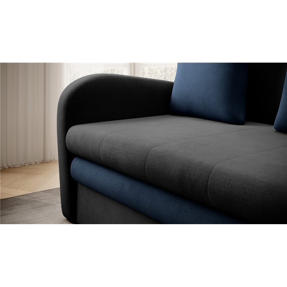 Sofa bed Elario, sleeping function, Nube 06, Nube 40, velvet, dark grey, H85x130x103cm