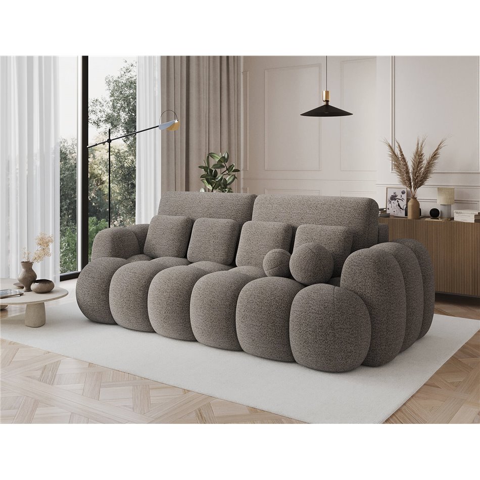Sofa bed Elcotonn, sleeping function, Royal 20, boucle, beige, H105x256x119cm