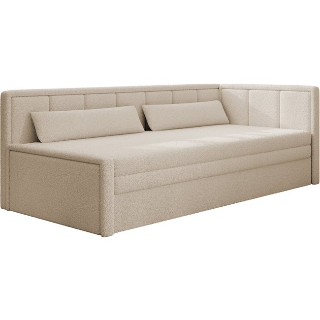 Sofa bed Elfulgeo R, sleeping function, Royal 18, boucle, beige, H77x214x82cm