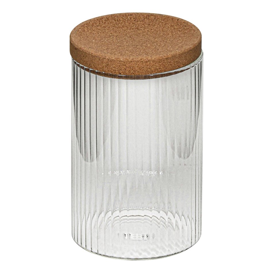 LOT ORGANISER x4 glass,with cork wood pad and lids, H26x14x9.7cm