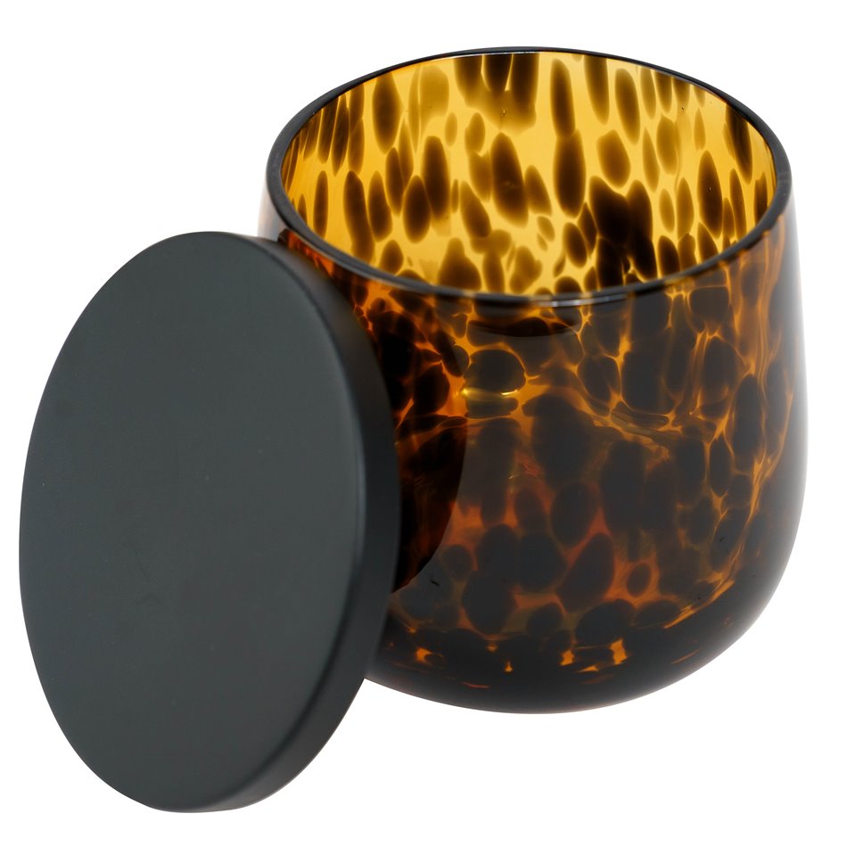 Round cotton jar DOTTY, black/brown, D10.3cm H8.7cm