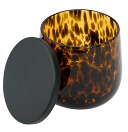 Емкость для ватных дисков DOTTY, черный/коричневый, D10.3cm H8.7cm