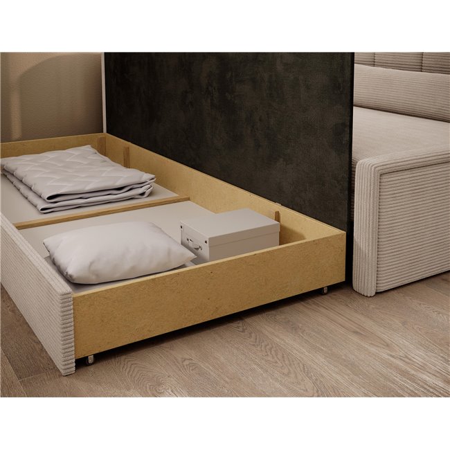 Sofa bed Elfulgeo L, sleeping function, Jarell 18, corduroy, beige, H77x214x82cm