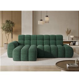 Corner sofa Eleedro L, electrically extendable, Amore 35, boucle, green, H98x283x165cm