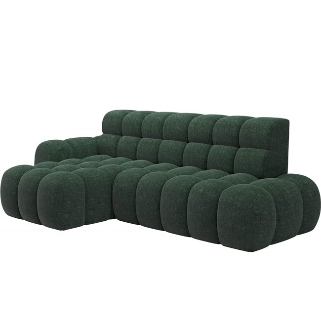 Corner sofa Eleedro L, electrically extendable, Amore 35, boucle, green, H98x283x165cm