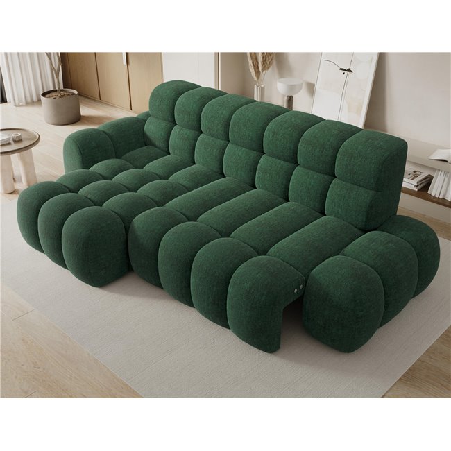 Corner sofa Eleedro L, electrically extendable, Amore 35, boucle, green, H98x283x165cm
