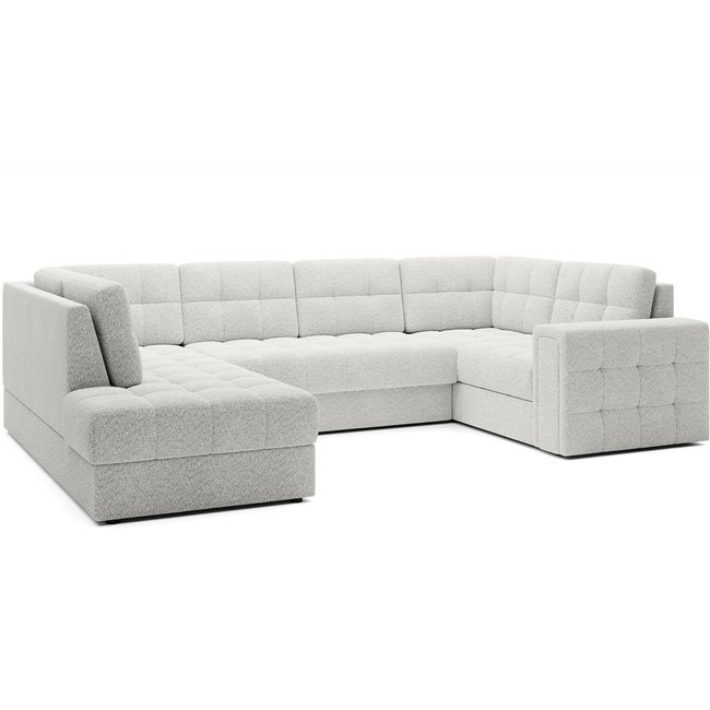 Угловой диван Elewett L, раздвижной, Royal 01, букле, белый, H82x299x198cm