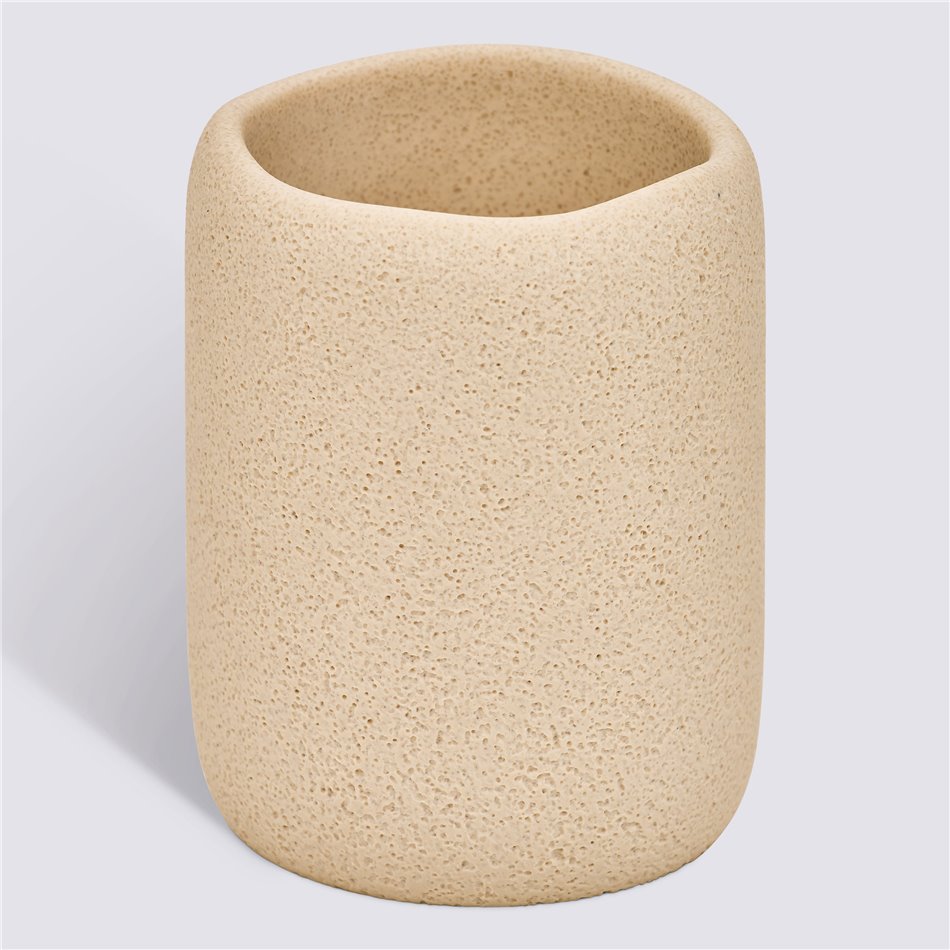 Teef brush holder OLEYA, beige, H9.9cm, D7.7cm
