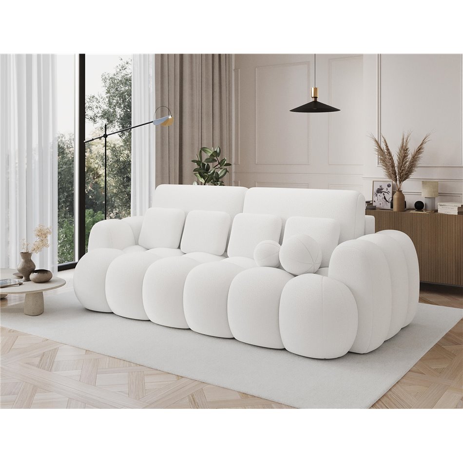 Sofa bed Elcotonn, sleeping function, Paolli 01, white, H105x256x119cm