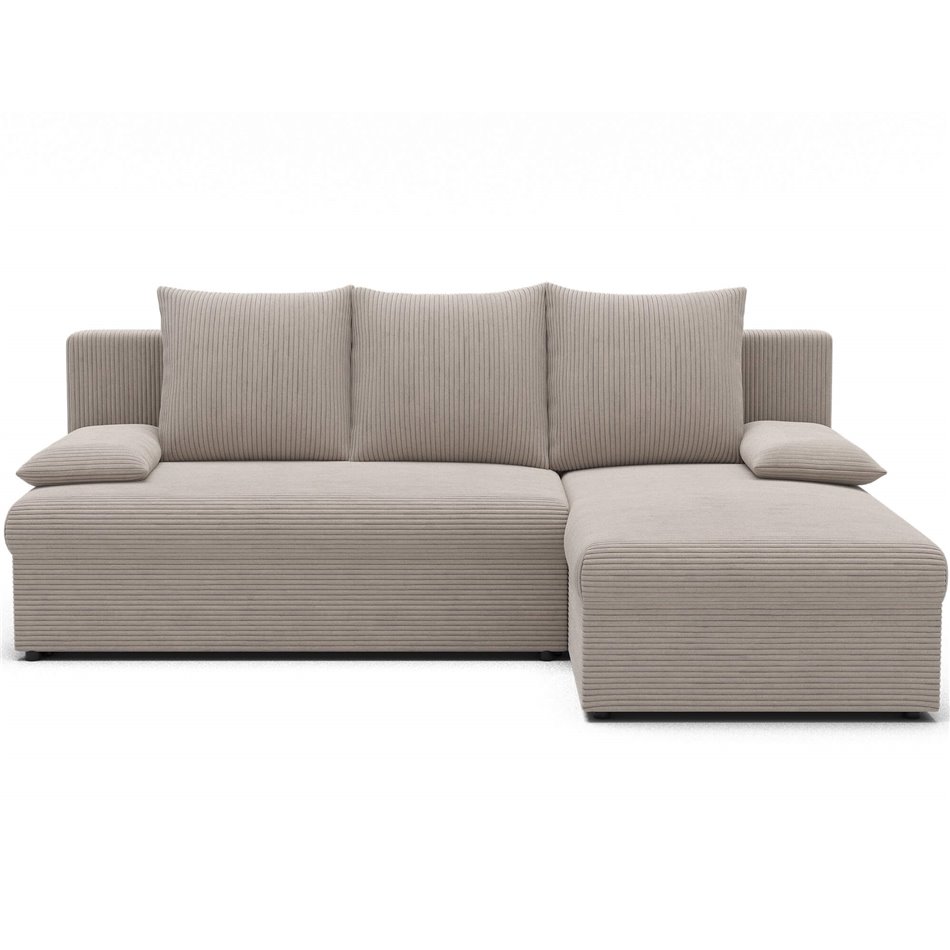 Corner sofa Elgino L/R Reversible, sleeping function, Jarell 18, corduroy, beige, H90x201x143cm
