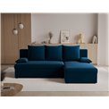 Corner sofa Elgino L/R Reversible, sleeping function, Nube 40, velvet, dark blue, H90x201x143cm