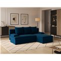 Corner sofa Elgino L/R Reversible, sleeping function, Nube 40, velvet, dark blue, H90x201x143cm