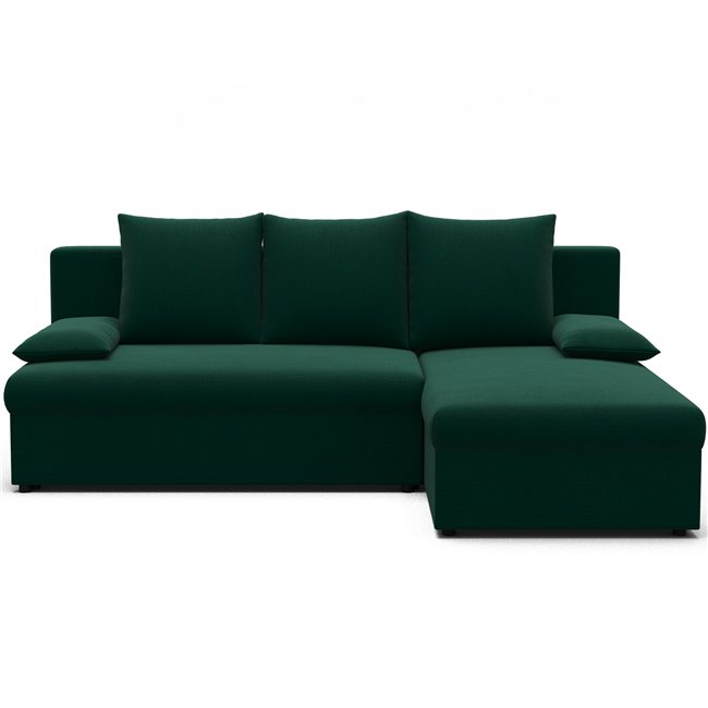 Corner sofa Elgino L/R Reversible, sleeping function, Nube 35, velvet, dark green, H90x201x143cm