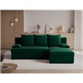 Corner sofa Elgino L/R Reversible, sleeping function, Nube 35, velvet, dark green, H90x201x143cm