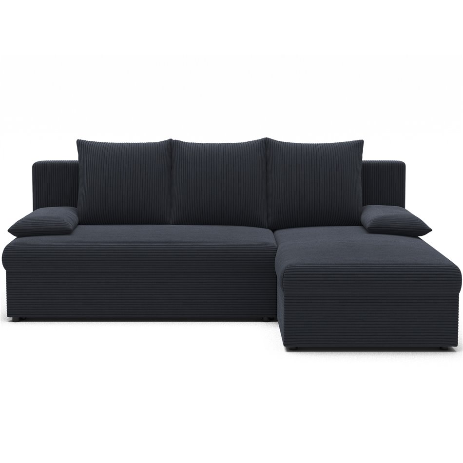 Corner sofa Elgino L/R Reversible, sleeping function, Jarell 06, corduroy, dark grey, H90x201x143cm