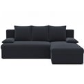 Corner sofa Elgino L/R Reversible, sleeping function, Jarell 06, corduroy, dark grey, H90x201x143cm