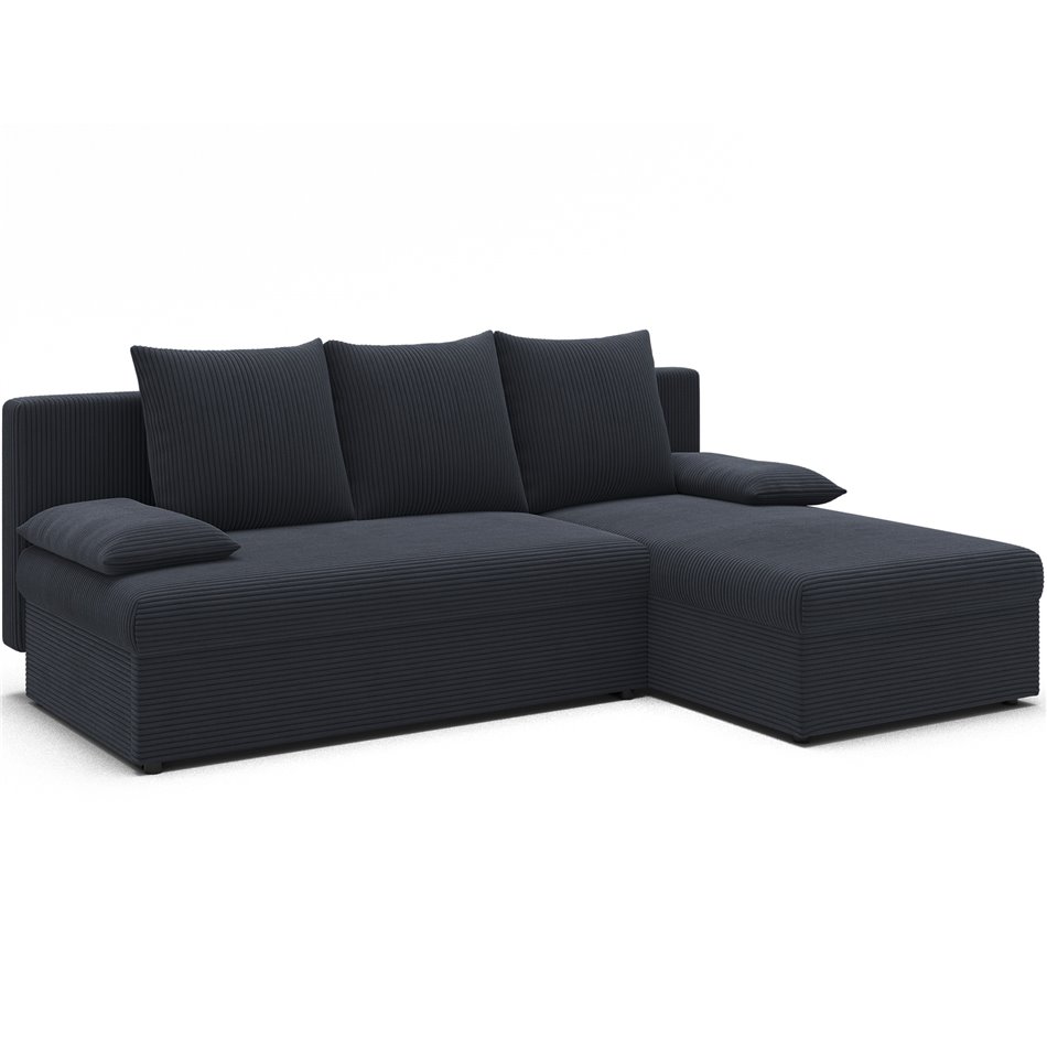 Corner sofa Elgino L/R Reversible, sleeping function, Jarell 06, corduroy, dark grey, H90x201x143cm