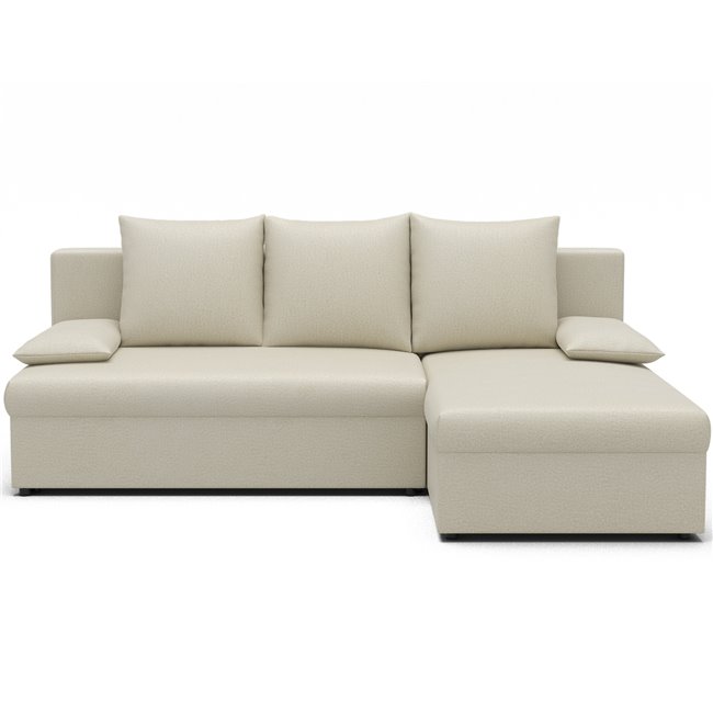 Corner sofa Elgino L/R Reversible, sleeping function, Monolith 04, velvet, beige, H90x201x143cm