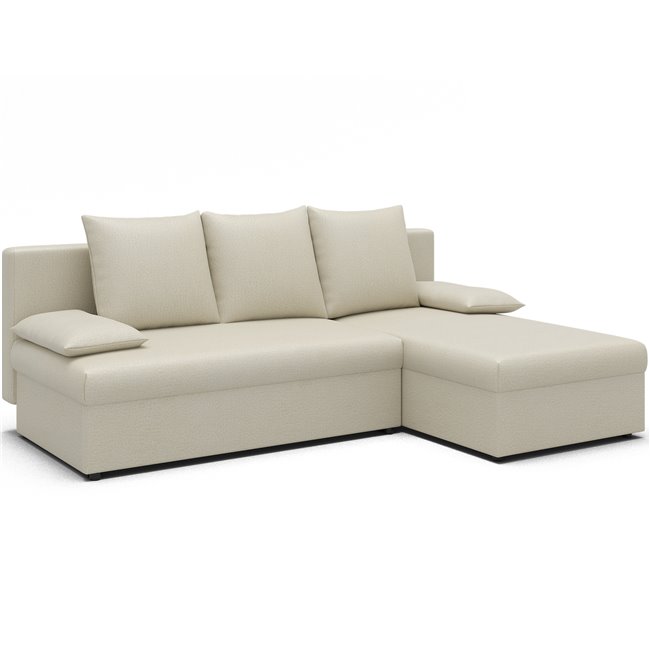 Corner sofa Elgino L/R Reversible, sleeping function, Monolith 04, velvet, beige, H90x201x143cm