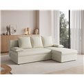 Corner sofa Elgino L/R Reversible, sleeping function, Monolith 04, velvet, beige, H90x201x143cm