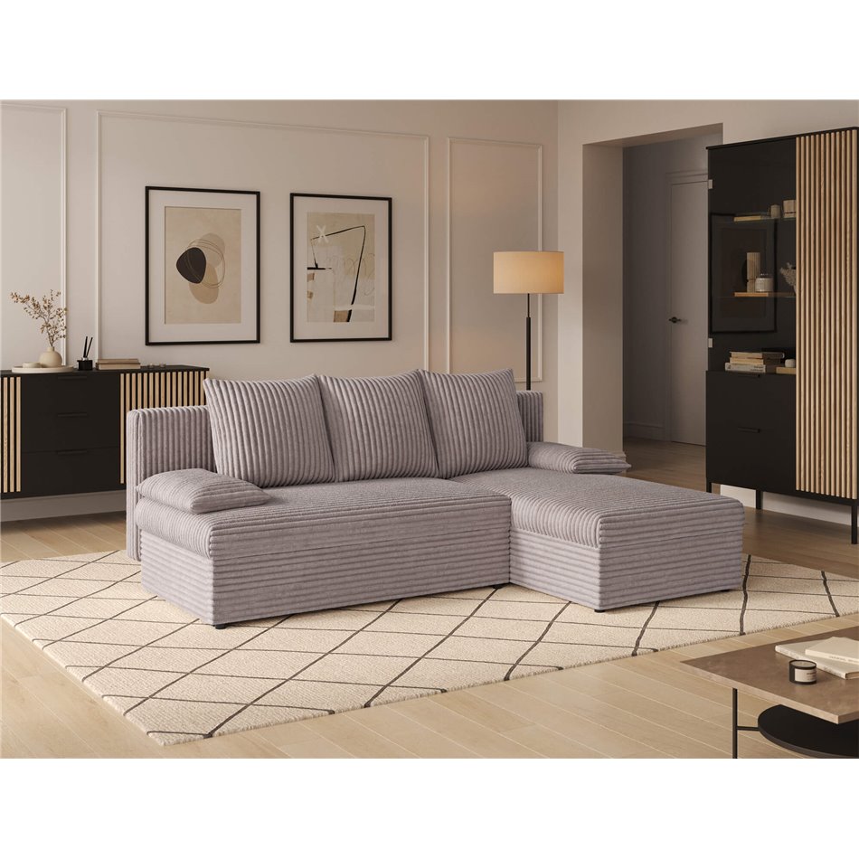 Corner sofa Elgino L/R Reversible, sleeping function, Modullo 03, grey, H90x201x143cm