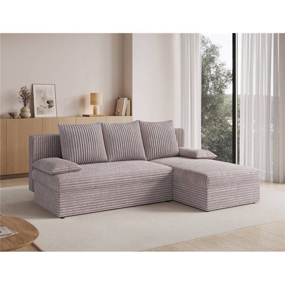 Corner sofa Elgino L/R Reversible, sleeping function, Modullo 03, grey, H90x201x143cm