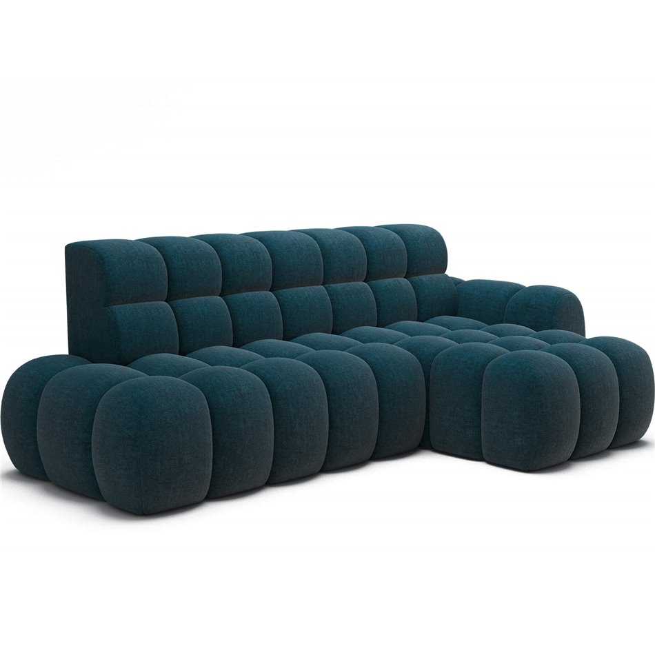 Corner sofa Eleedro R, electrically extendable, Amore 40, boucle, blue, H98x283x165cm