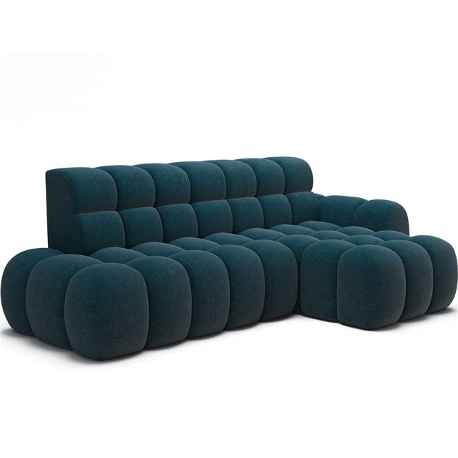 Corner sofa Eleedro R, electrically extendable, Amore 40, boucle, blue, H98x283x165cm